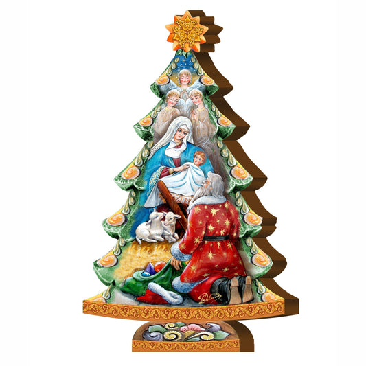 Adoration Decorated Tabletop Tree by G Debrekht - Nativity Holiday Decor - 69951