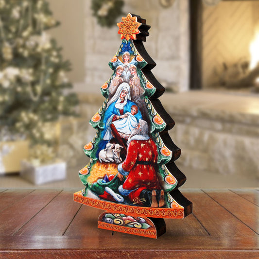 Adoration Decorated Tabletop Tree by G Debrekht - Nativity Holiday Decor - 69951
