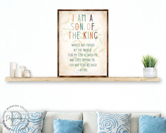 I Am a Son of the King - Wooden Religious art - Nursery wall art - Baby shower Gift - Contemporary decor - Religious wall art - 310341